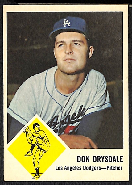 Lot Of 6 1959-1963 Fleer Baseball Cards w. Drysdale