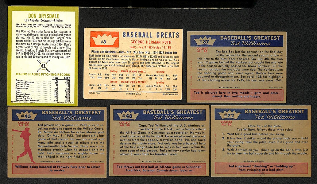 Lot Of 6 1959-1963 Fleer Baseball Cards w. Drysdale