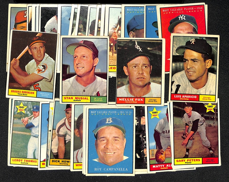 Lot Of 41 1961 Topps Baseball Cards w. B. Robinson