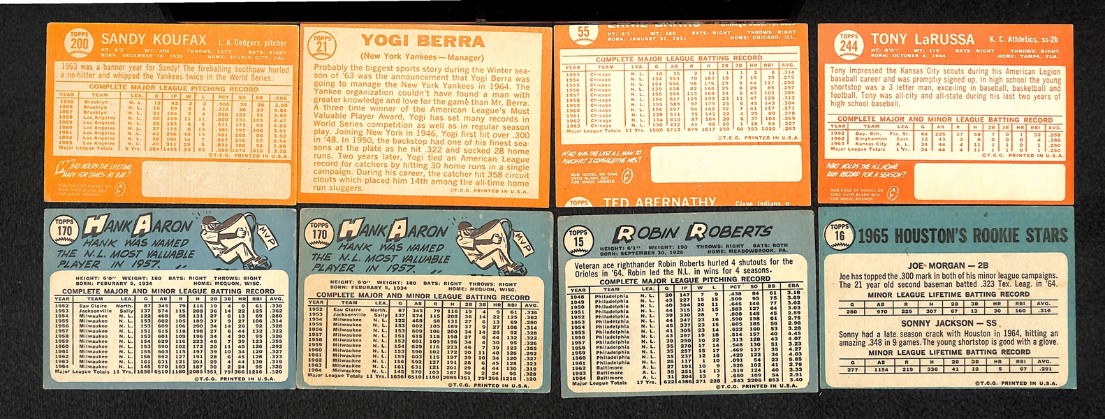Lot Of 73 1964-1965 Topps Baseball Cards w. Koufax