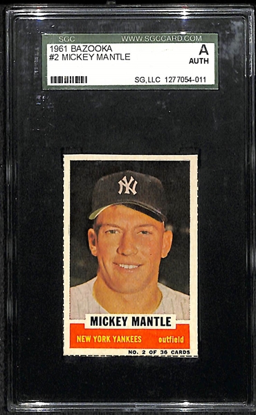 1961 Bazooka #2 Mickey Mantle SGC Authentic