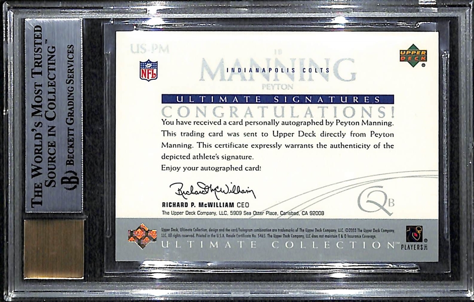 2003 UD Ultimate Peyton Manning Auto Cards BGS 9