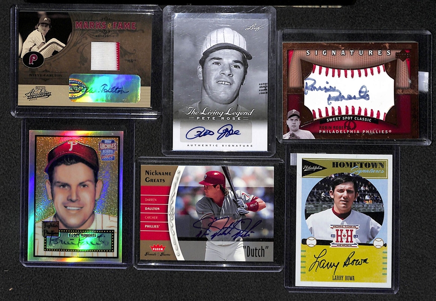 Lot Of 6 Phillies Autograph Cards w. Roberts & Carlton