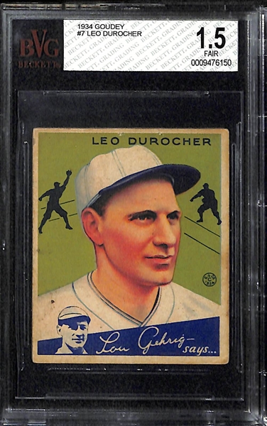 Lot of 3 - 1934 Goudey Cards - Lefty Grove, Leo Durocher, Charley Gehringer - BVG 1.5
