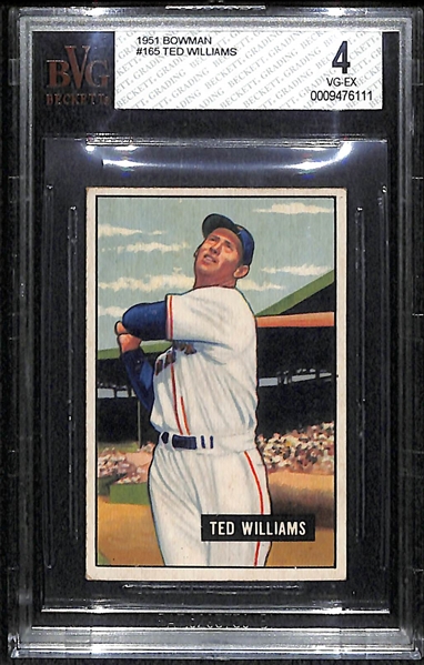 1951 Bowman #165 Ted Williams Card BVG 4