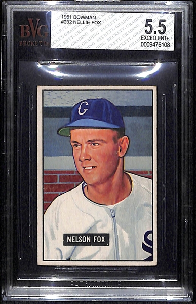 1951 Bowman #232 Nellie Fox Rookie Card BVG 5.5