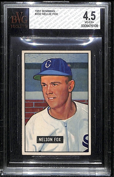 1951 Bowman #232 Nellie Fox Rookie Card BVG 4.5