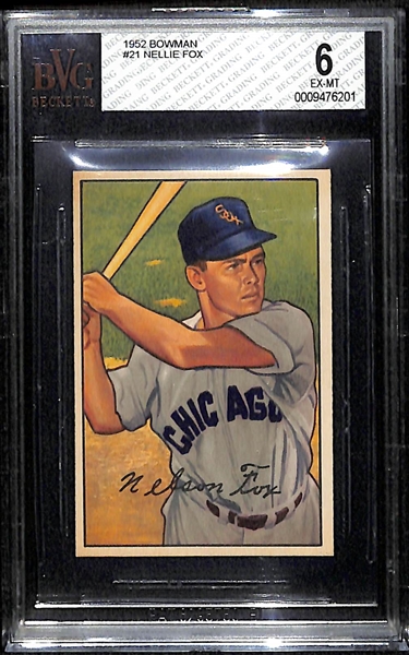 1952 Bowman #21 Nellie Fox Card BVG 6