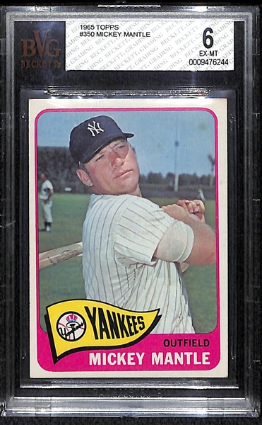 1965 Topps #350 Mickey Mantle Card BVG 6