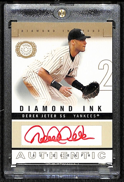 2003 Fleer Patchworks Derek Jeter Red Autograph Card /50
