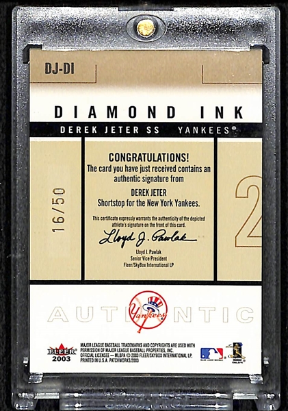 2003 Fleer Patchworks Derek Jeter Red Autograph Card /50