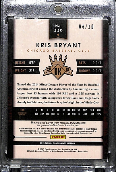 2015 Panini Diamond Kings Kris Bryant Autograph Patch Rookie 4/10