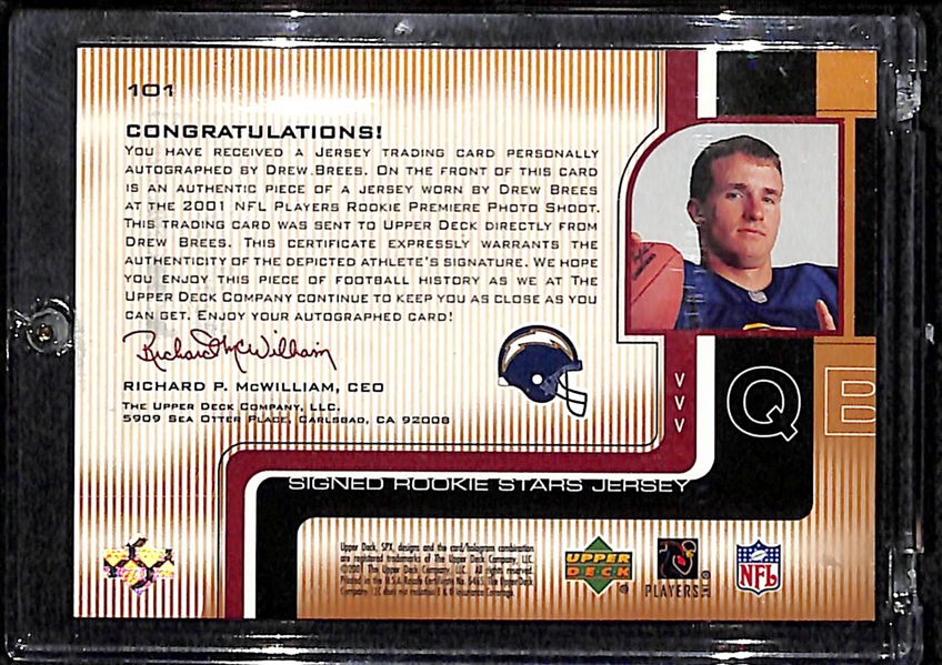 2001 SPX Drew Brees Autograph Rookie Jersey Card