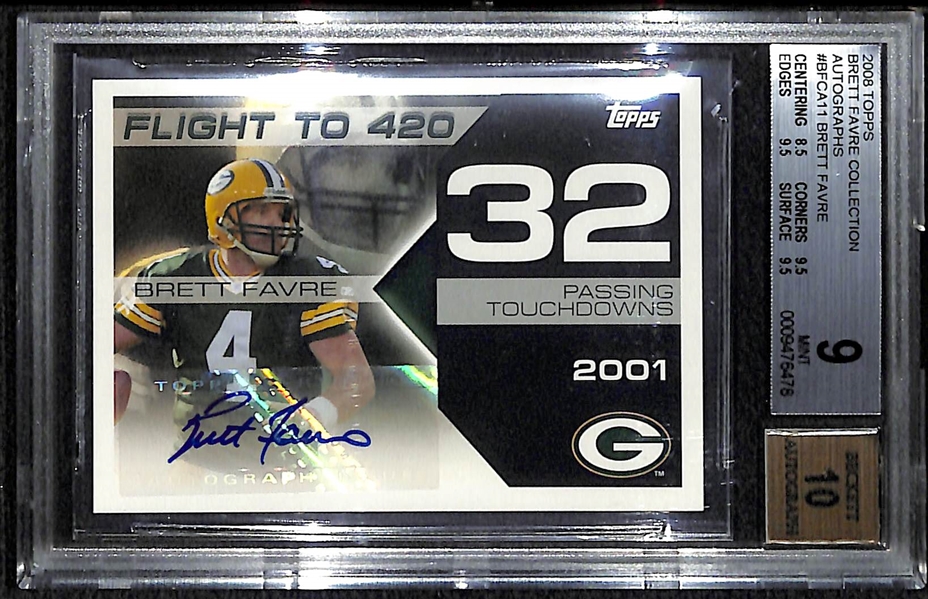 2008 Topps Brett Favre Collection Autograph Card BGS 9