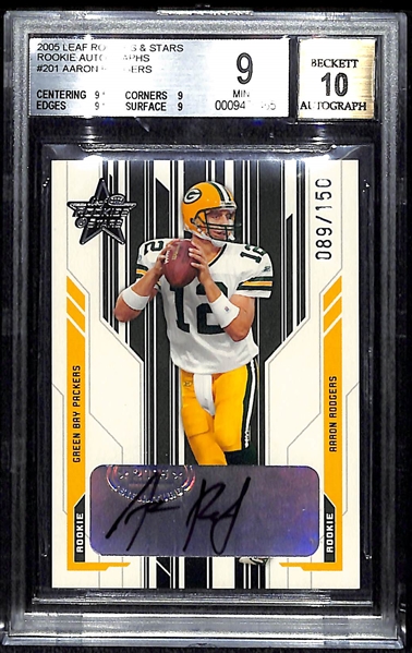 2005 Leaf Rookies & Stars Aaron Rodgers Auto RC Card BGS 9
