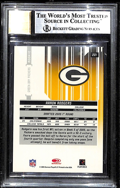 2005 Leaf Rookies & Stars Aaron Rodgers Auto RC Card BGS 9