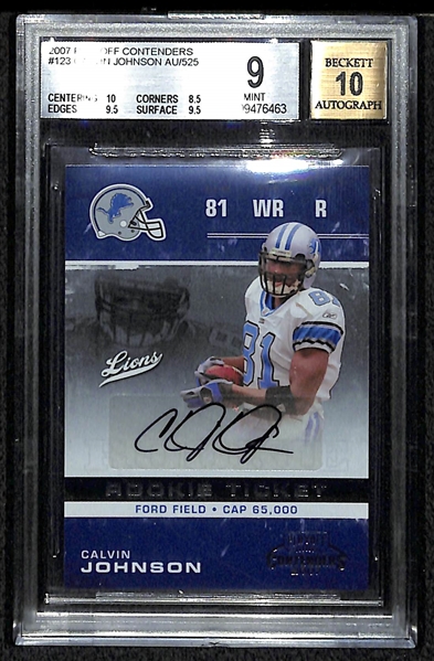 2007 Playoff Contenders Calvin Johnson Autograph Card - BGS 9, Autograph 10