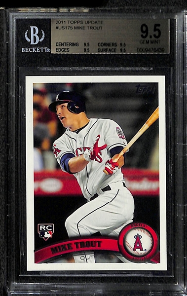 Lot of 2 2011 Topps Update Mike Trout Rookie Cards - BGS 9.5
