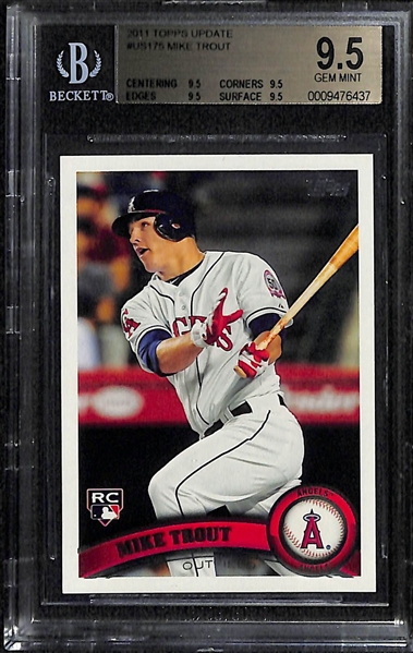 Lot of 2 2011 Topps Update Mike Trout Rookies - BGS 9.5
