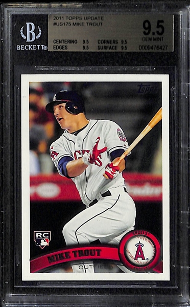 Lot of 2 2011 Topps Update Mike Trout Rookies - BGS 9.5