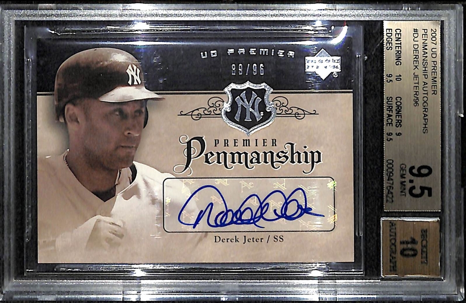 2007 UD Premier Derek Jeter Autograph Card - BGS 9.5