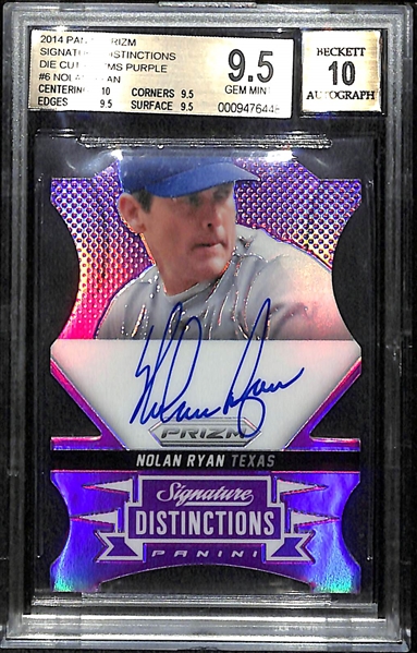 2014 Panini Prizm Nolan Ryan Purple Die Cut Autograph Card - BGS 9.5