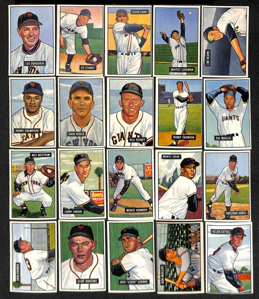 Lot Of 20 1951 Bowman N.Y. Giants Cards w. Durocher