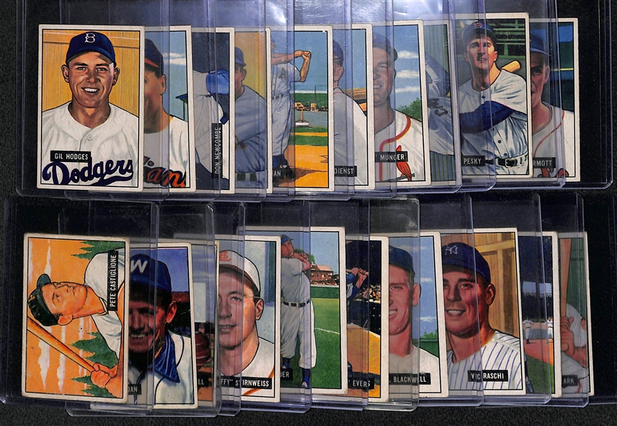 Lot Of 20 1951 Bowman Cards w. Gil Hodges