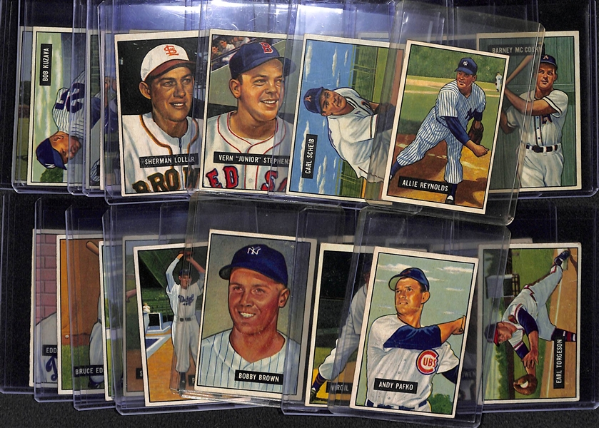 Lot Of 30 1951 Bowman Cards w. Allie Reynolds