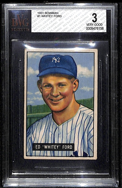 1951 Bowman #1 Whitey Ford Rookie Card BVG 3
