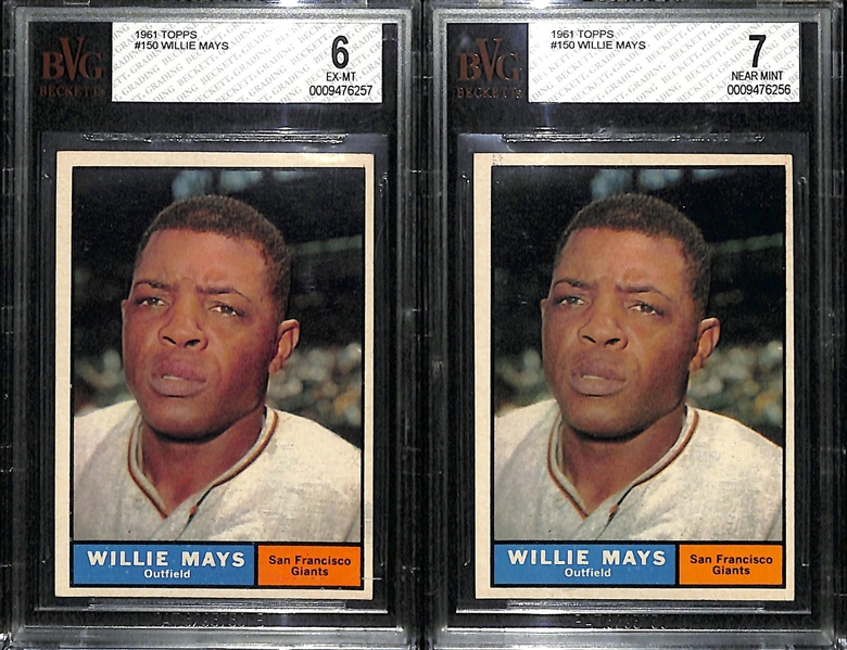 Lot Of 2 1961 Topps Willie Mays Cards BVG 6&7
