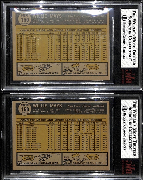 Lot Of 2 1961 Topps Willie Mays Cards BVG 6&7