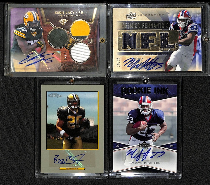 Lot Of 4 Football Stars Autograph Cards w. E.Lacy & M.Lynch