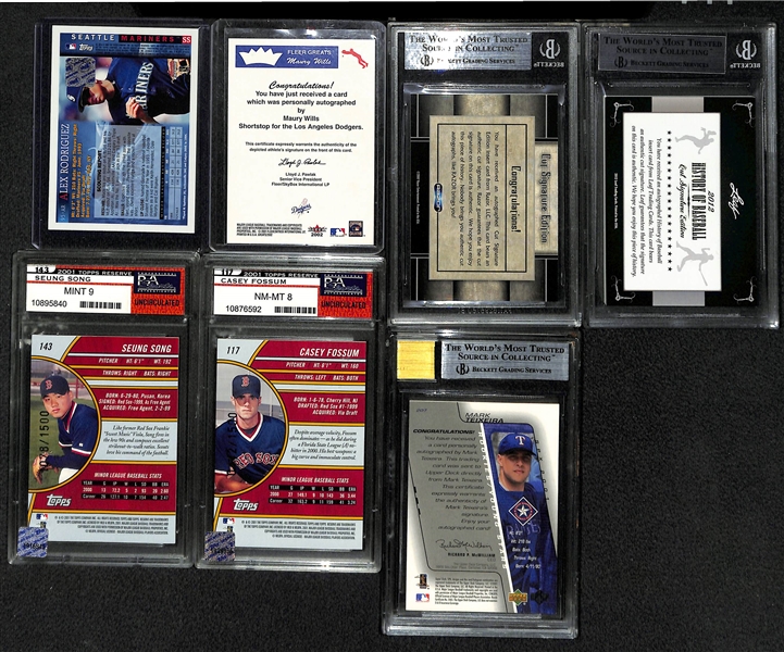 Lot Of 7 Baseball Autograph Cards w. Alex Rodriguez