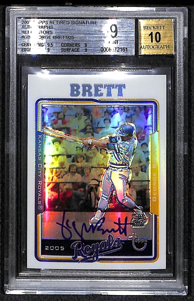 2005 Topps Retired George Brett Auto Refractor Card - BGS 9