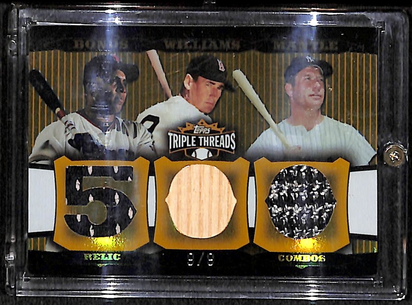 2006 Triple Threads Mantle/Williams/Bonds #9/9 Relic Card