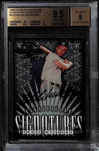 Stan Musial & Eddie Mathews Autograph Card Lot