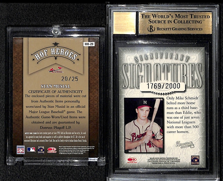Stan Musial & Eddie Mathews Autograph Card Lot