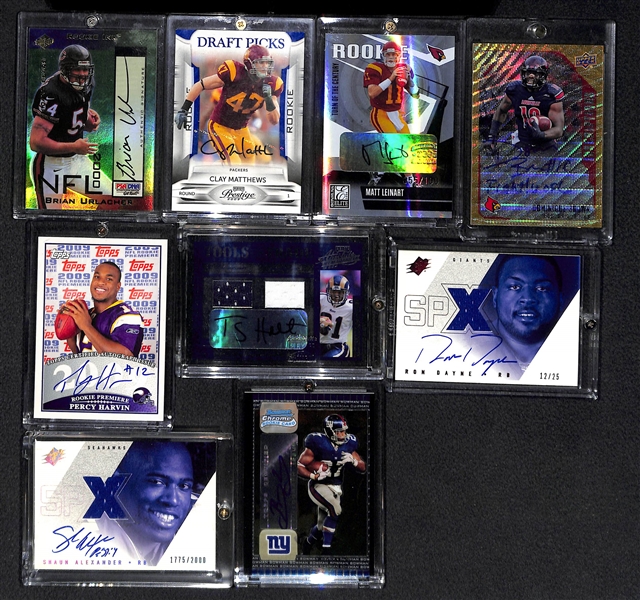 Lot Of 9 Football Autograph Cards w. Urlacher & Matthews