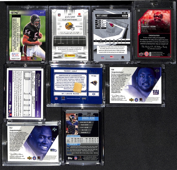 Lot Of 9 Football Autograph Cards w. Urlacher & Matthews