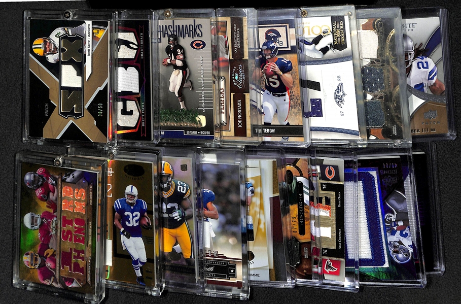 Lot Of 17 Football Stars Relic Cards w. Favre & Payton