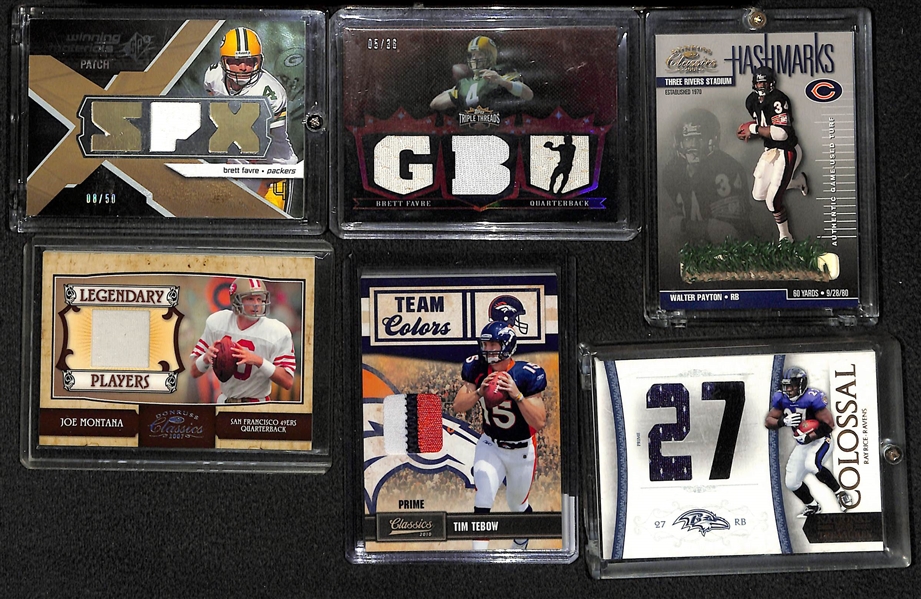 Lot Of 17 Football Stars Relic Cards w. Favre & Payton