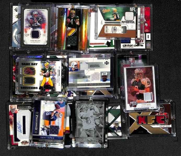 Lot Of 20 Football Autograph & Relic Cards w. Brady & Favre