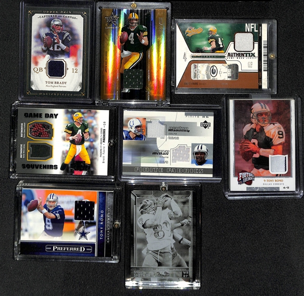 Lot Of 20 Football Autograph & Relic Cards w. Brady & Favre