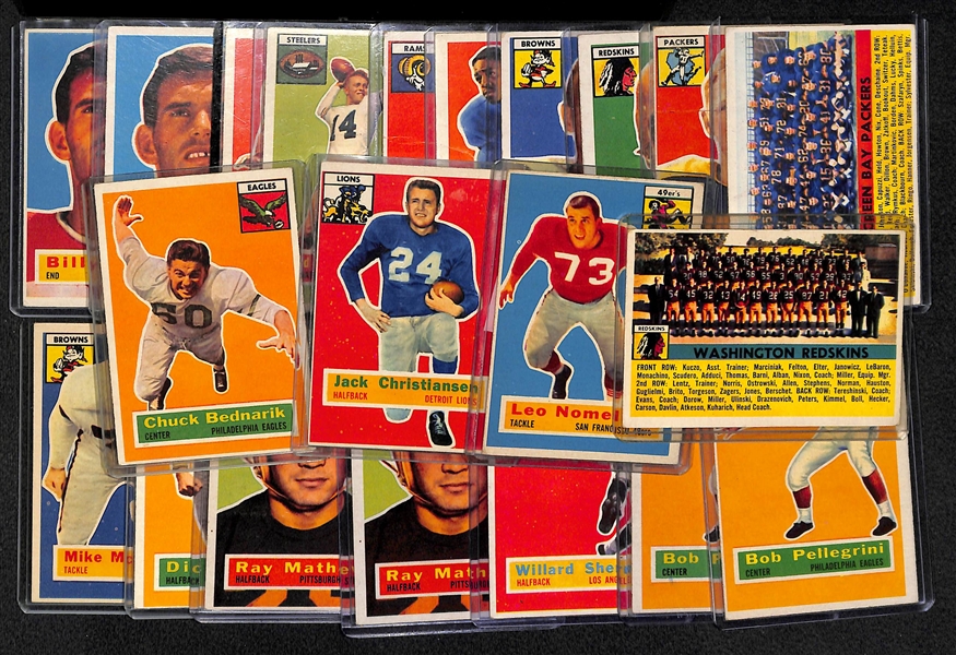 Lot Of 21 1956 Topps Football Cards w. Chuck Bednarik