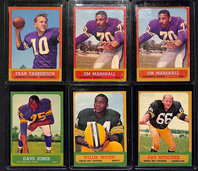 Lot Of 6 1963 Topps Football Cards w. Tarkenton
