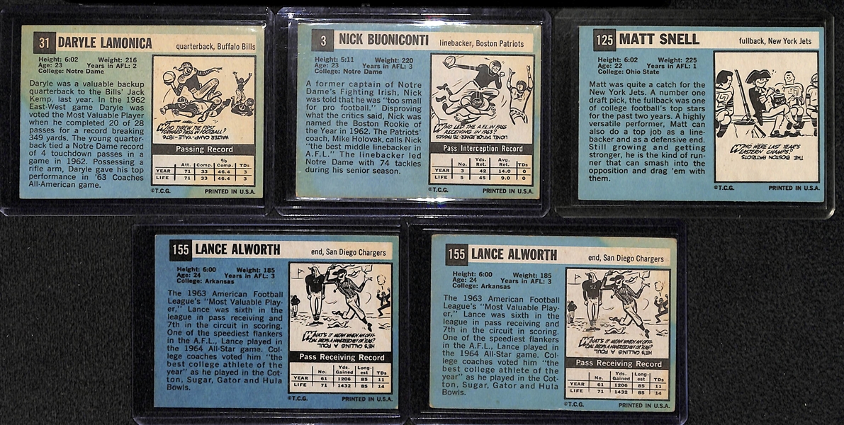 Lot Of 5 1964 Topps Football Cards w. LaMonica