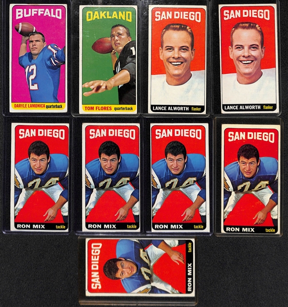 Lot Of 15 1965 Topps Football Tall Boy Card w. Lamonica