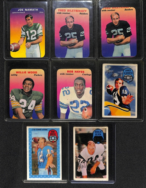 Lot Of 8 Football Insert Cards 1970-1971 w. Namath