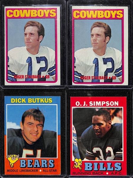 Lot Of 4 1971-1972 Topps Football Cards w. Staubach